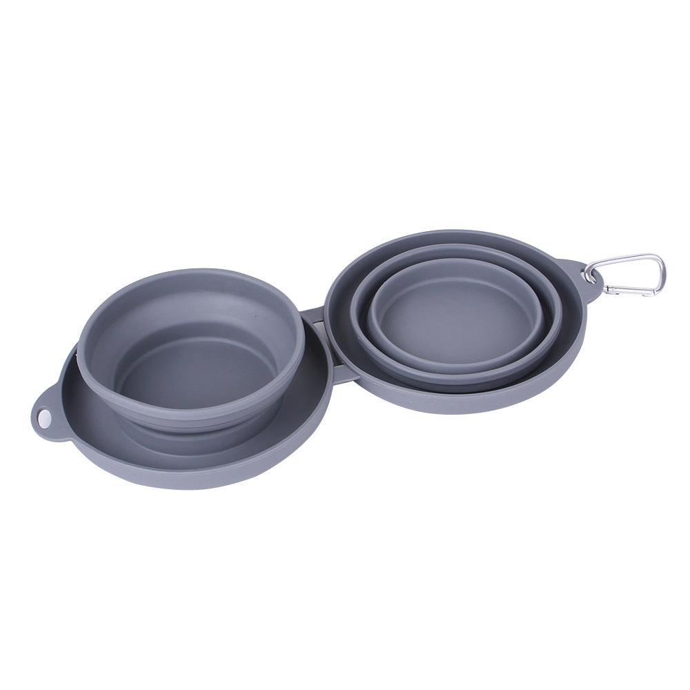 🥣Faltbare Doppel-Näpfe mit Silikonmatte – Reise-Set