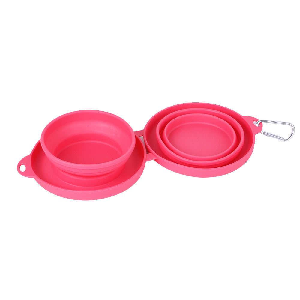 🥣Faltbare Doppel-Näpfe mit Silikonmatte – Reise-Set