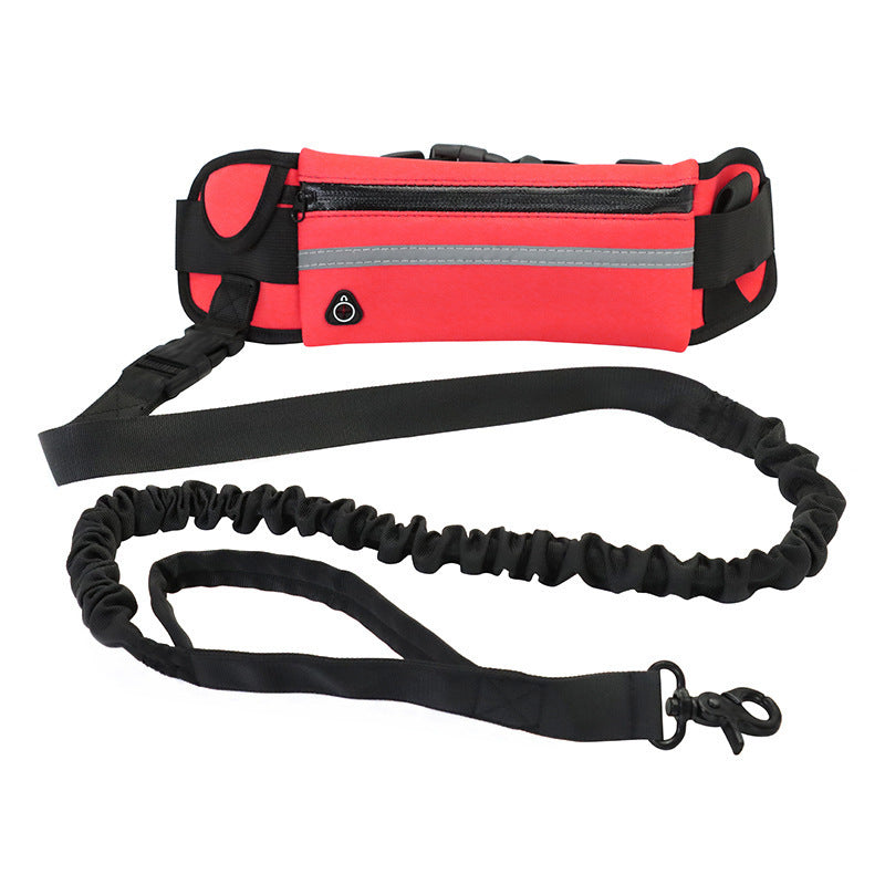 🐕 Freihand-Hundeleine mit Bungee, Tasche & Flaschenhalter